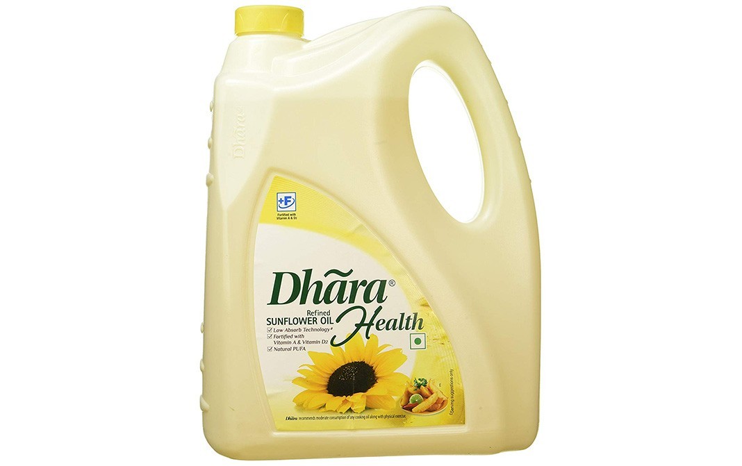 Dhara Health Refined Sunflower Oil   Plastic Jar  5 litre
